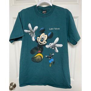 Disney Lake Tahoe Mickey Mouse T-Shirt Sherry's Best 2 Sided USA L